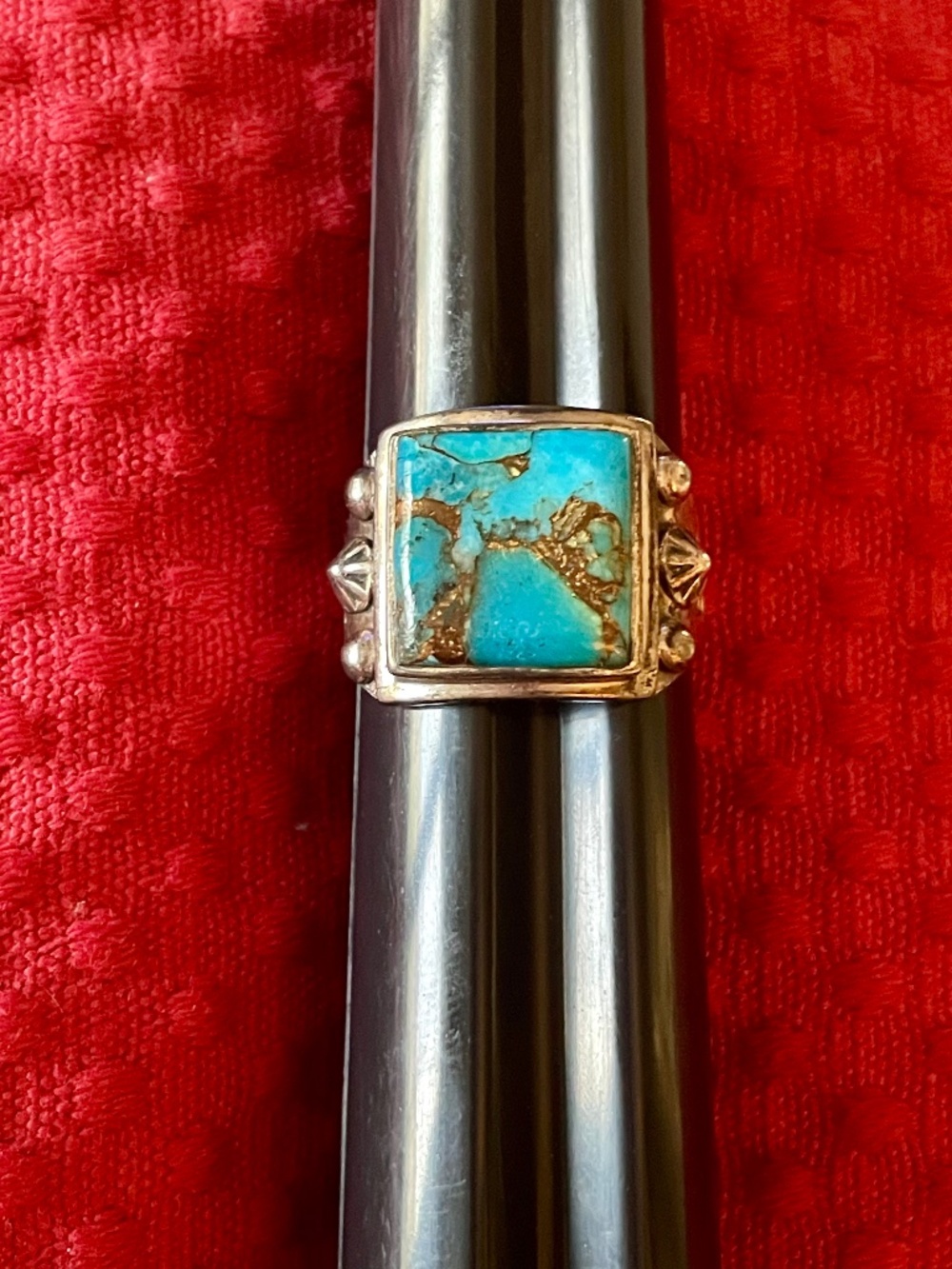 Blue Gem Sterling Silver  Turquoise Ring, Size 10